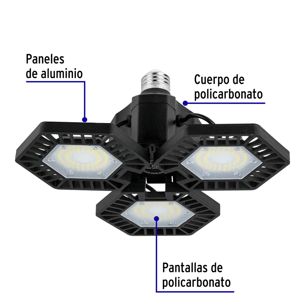 ABA-700L | Luminario de LED 65 W, aluminio con 3 paneles abatibles