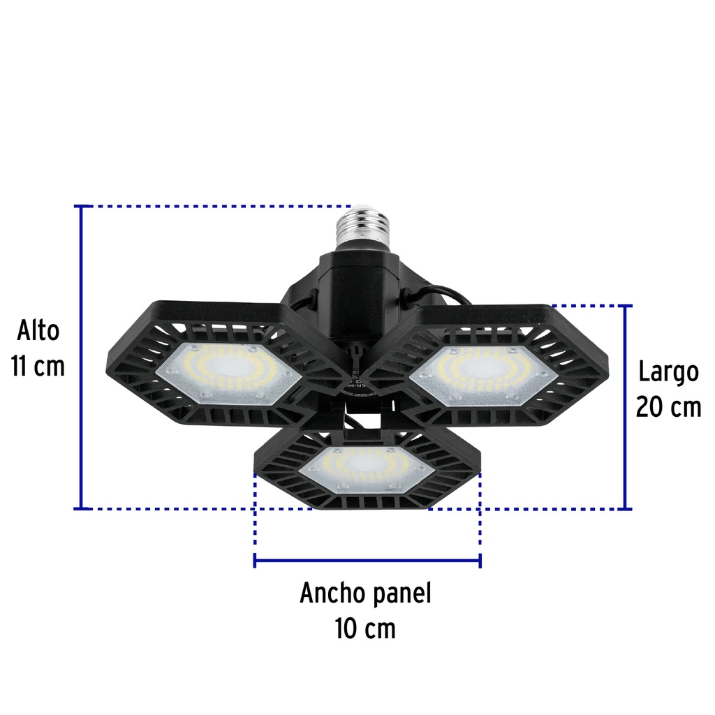 ABA-700L | Luminario de LED 65 W, aluminio con 3 paneles abatibles