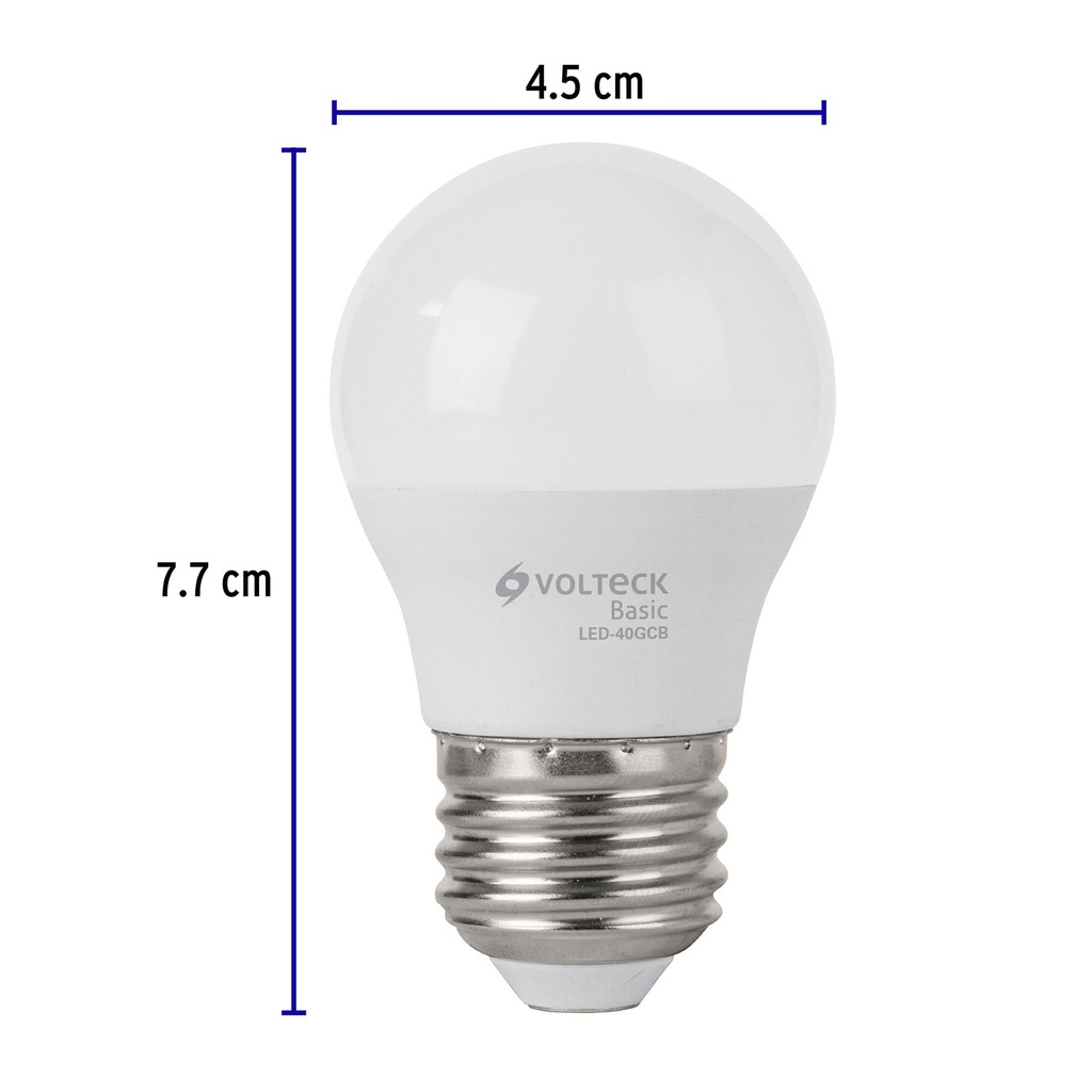 LED-40GCB | Lámpara LED G45 5 W (equiv. 40 W), luz cálida, caja, Basic