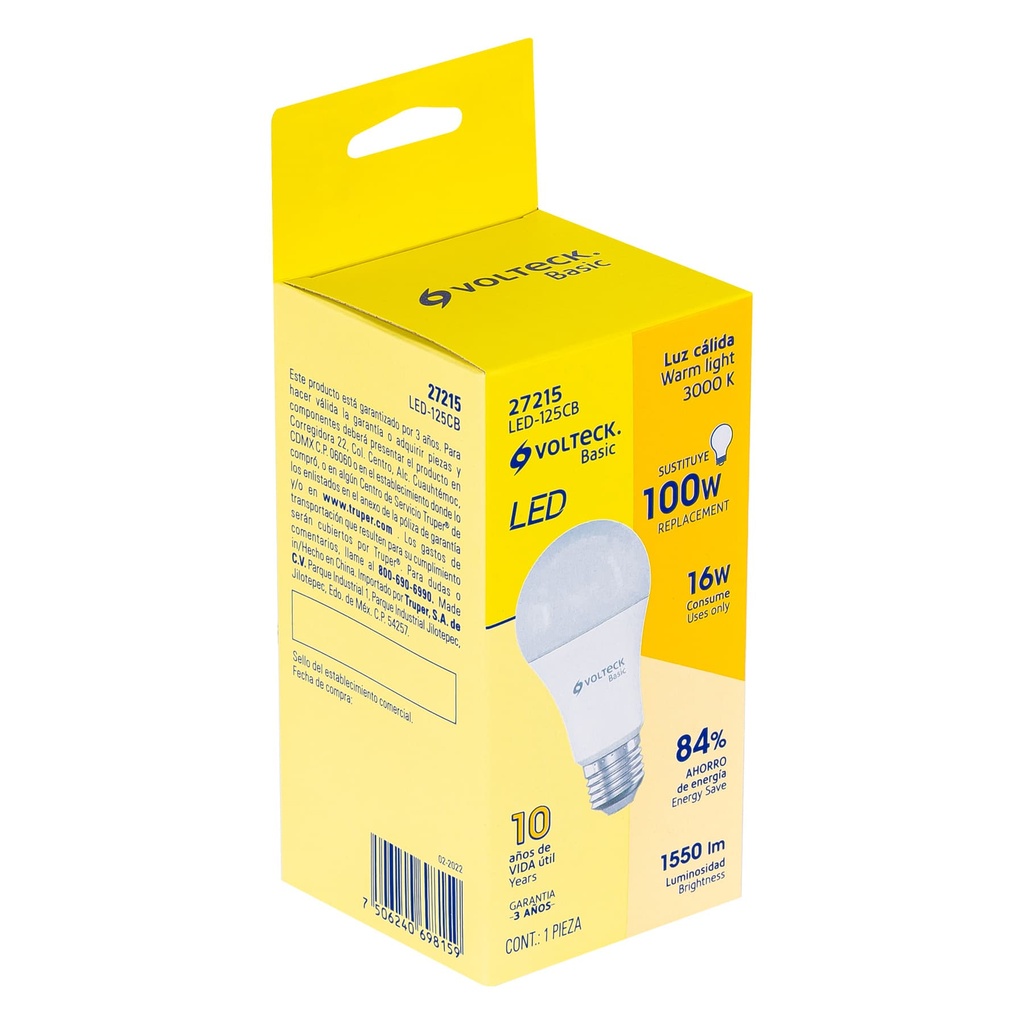 LED-125CB | Lámpara LED A22 16 W (equiv. 100 W), luz cálida, caja, Basic