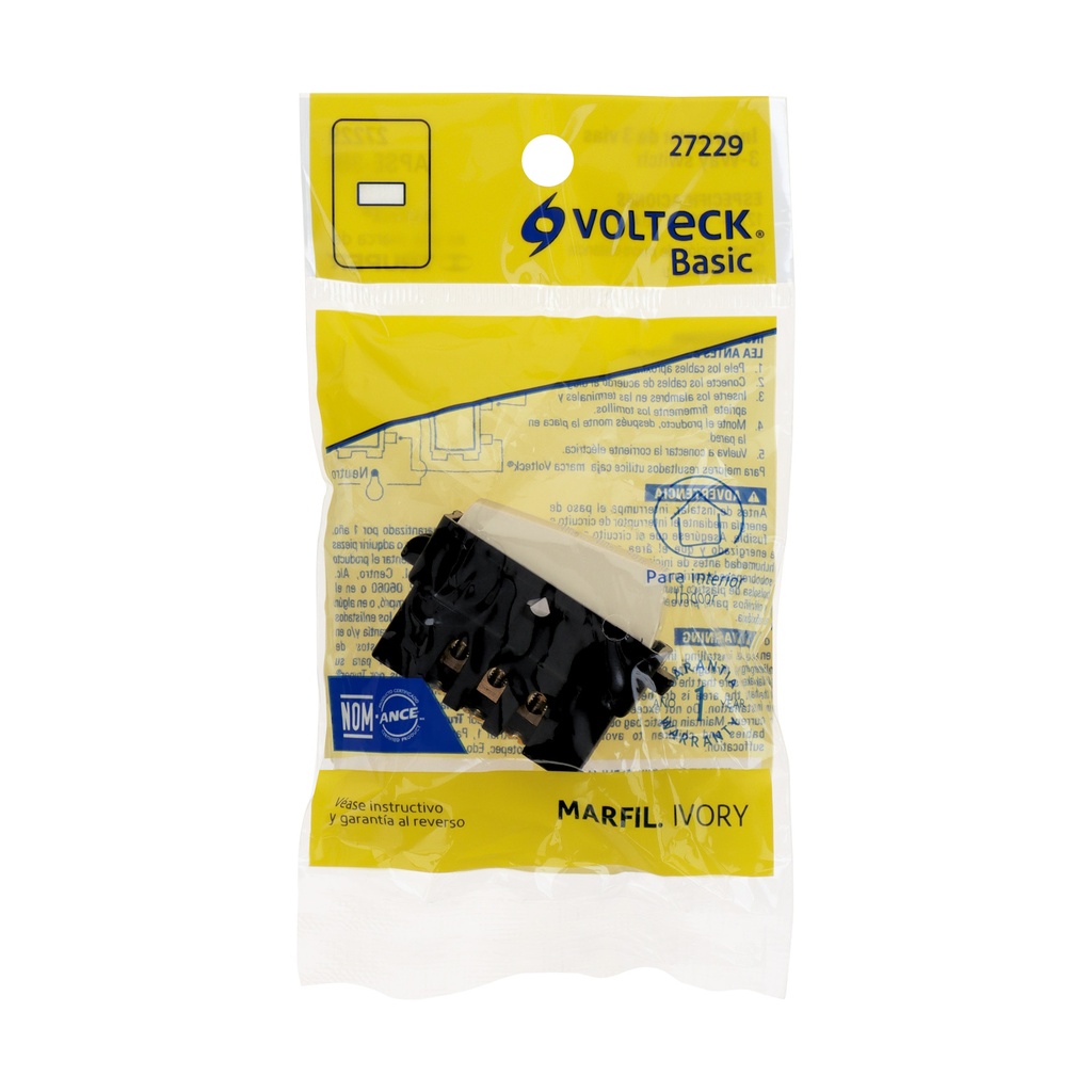 APSE-3BI | Interruptor de 3 vías, marfil, línea Volteck Basic