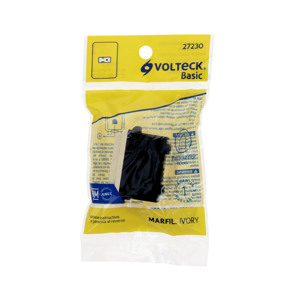 COA-BI | Contacto 2 polos + tierra, marfil, línea Volteck Basic