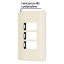 PPTR-BI | Placa 3 módulos, marfil, línea Volteck Basic