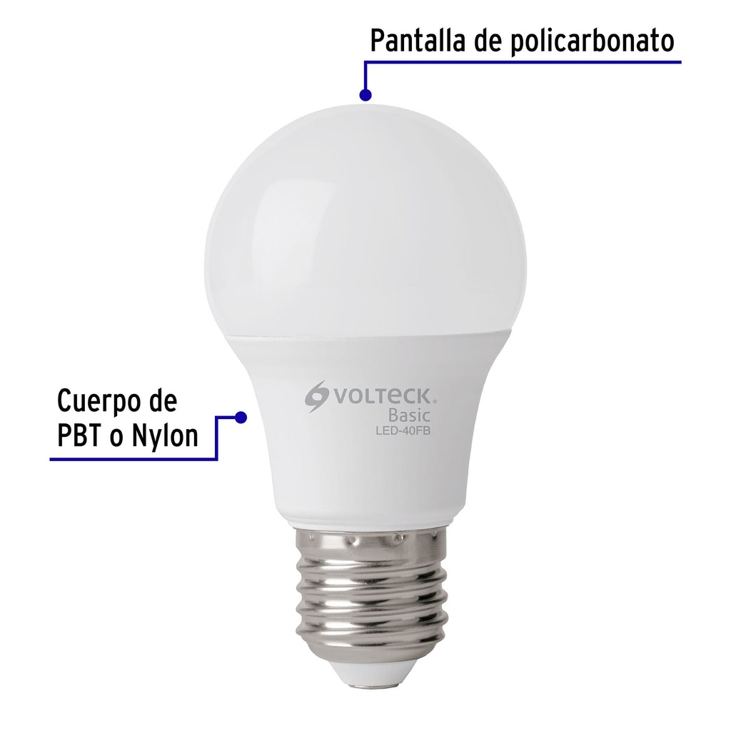 LED-40FBX4 | Pack de 4 lámparas LED A19 6 W (equiv. 40 W), luz de día