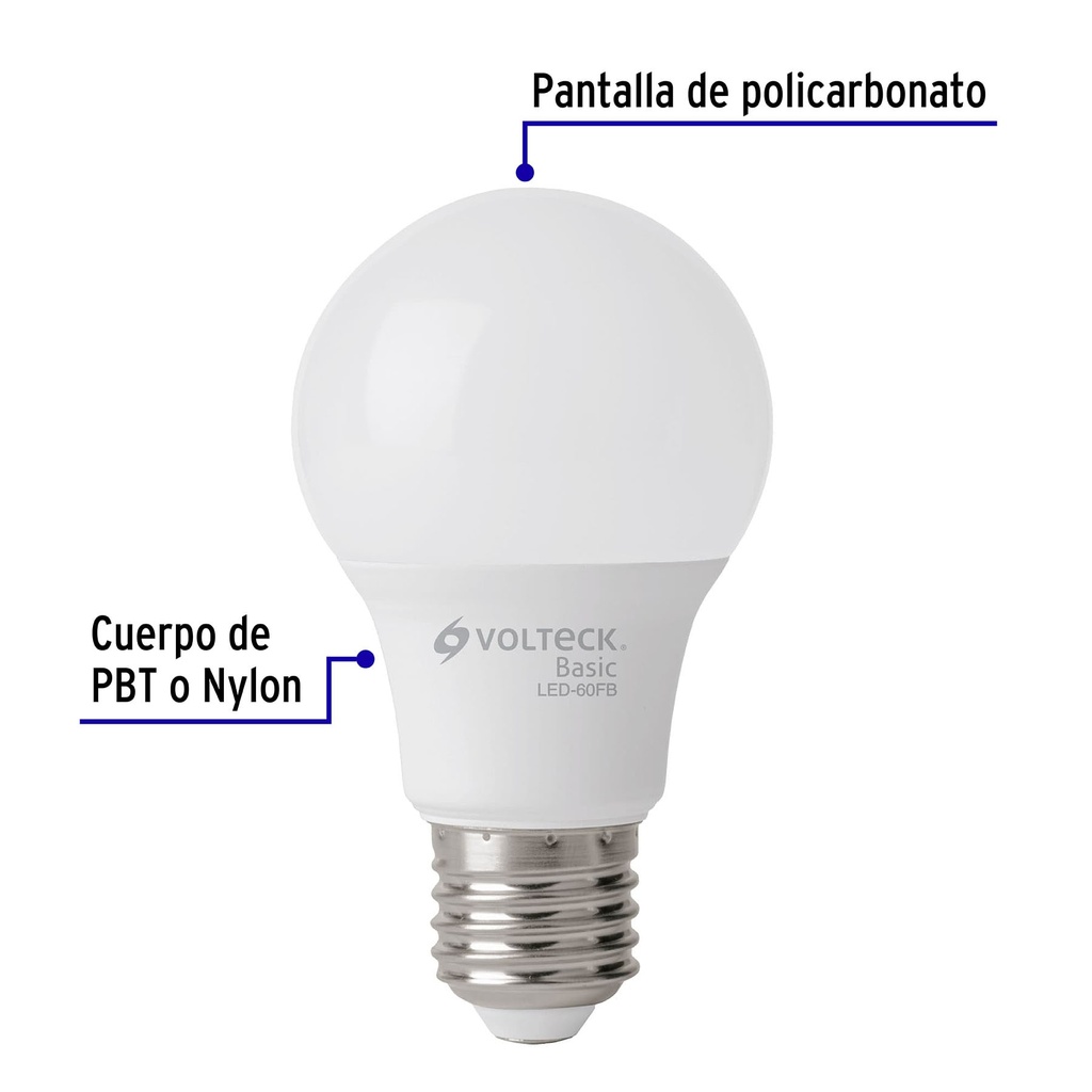 LED-60FBX4 | Pack de 4 lámparas LED A19 8 W (equiv. 60 W), luz de día