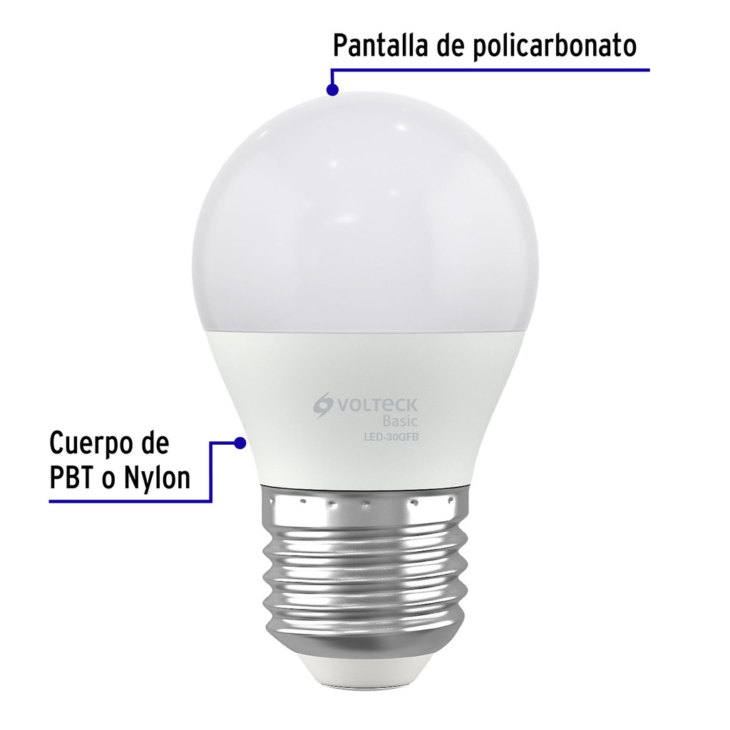 LED-30GFB | Lámpara LED G45 3 W (equiv. 25 W), luz de día, caja, Basic
