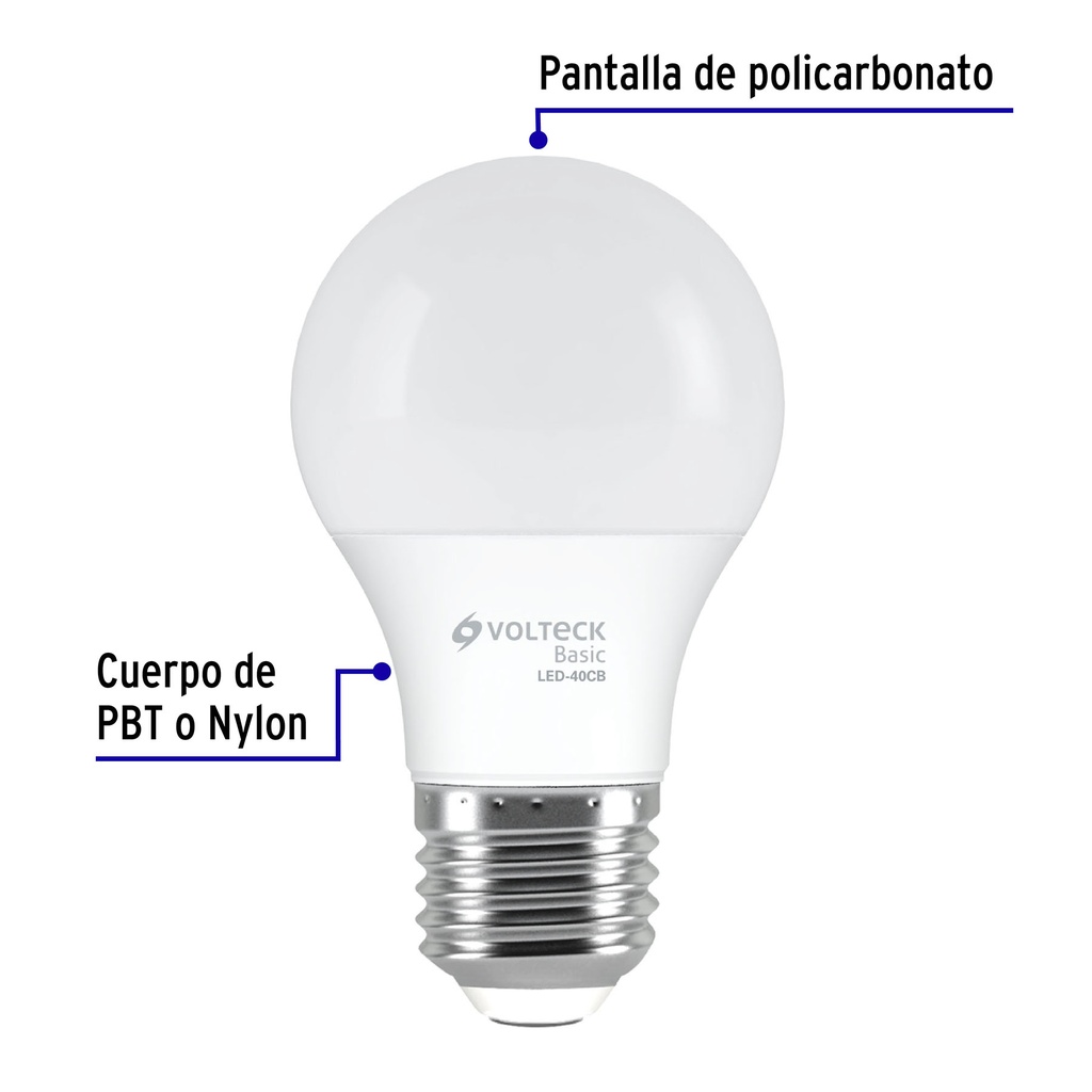 LED-40CB | Lámpara LED A19 6 W (equiv. 40 W), luz cálida, caja, Basic