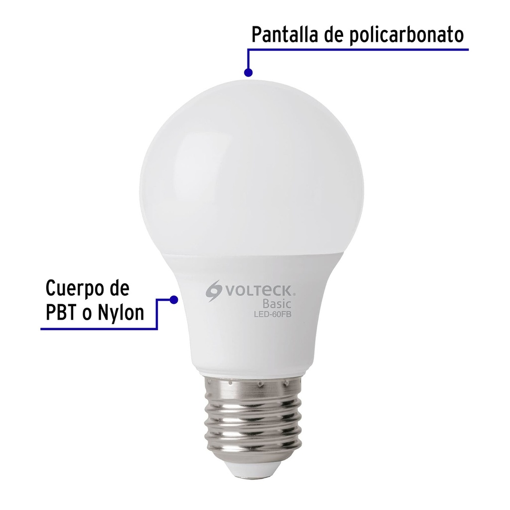 LED-60FB | Lámpara LED A19 8 W (equiv. 60 W), luz de día, caja, Basic