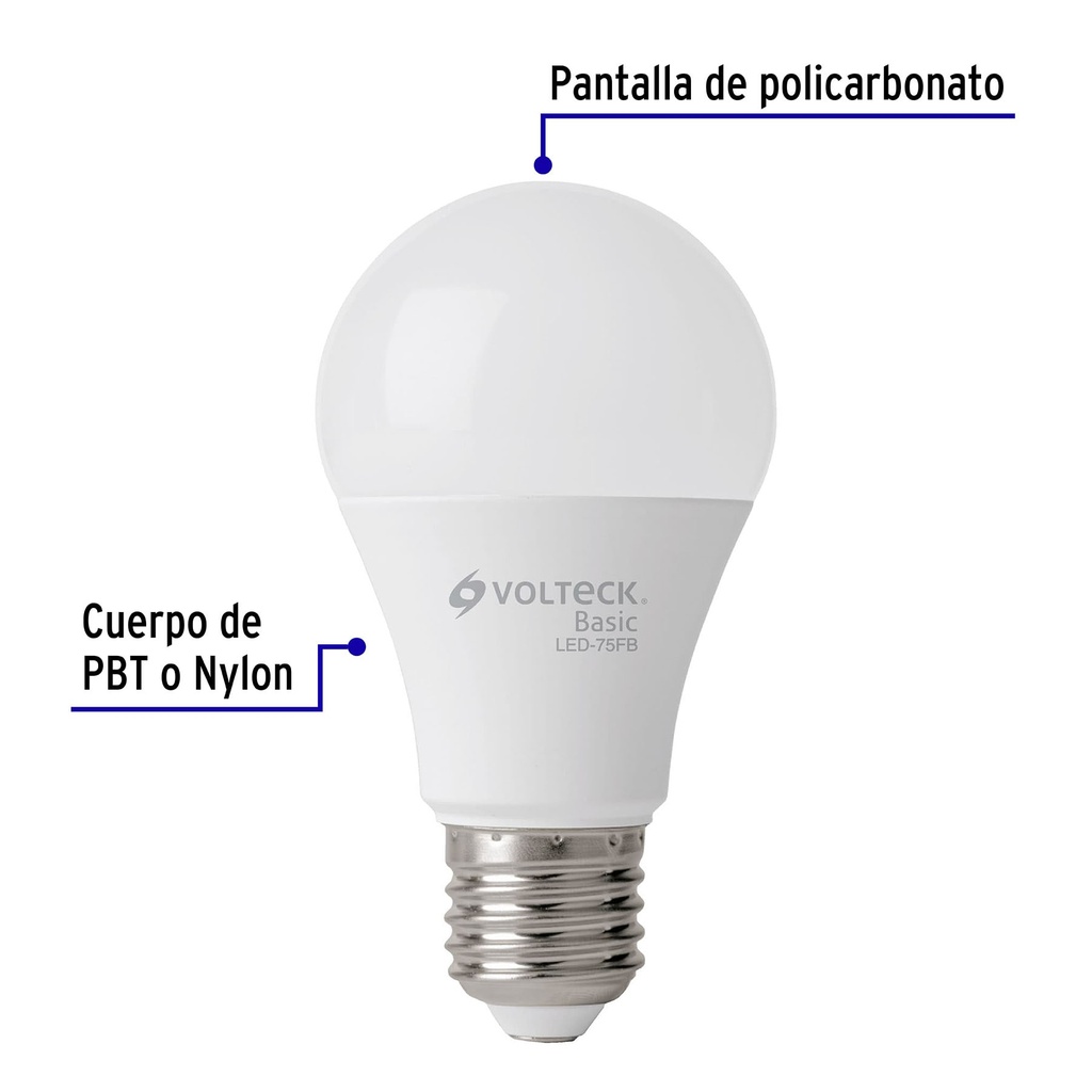 LED-75FB | Lámpara LED A19 10 W (equiv. 75 W), luz de día, caja, Basic