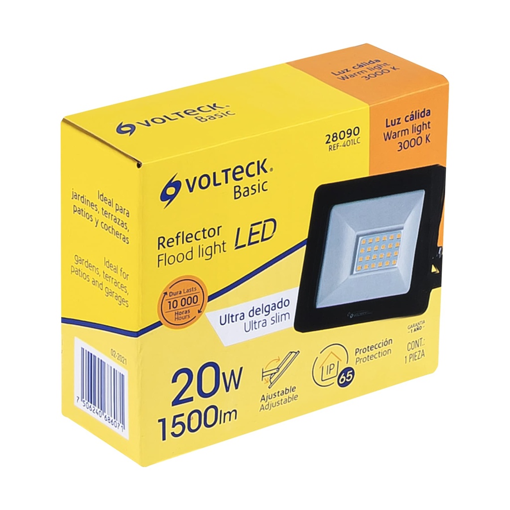 REF-401LC | Reflector ultra delgado LED 20 W luz cálida, Volteck Basic