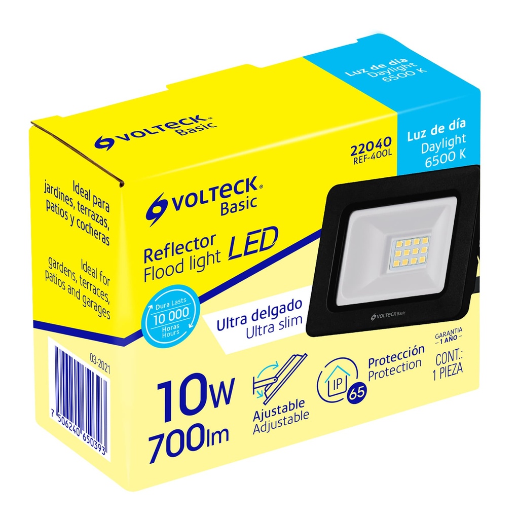 REF-400L | Reflector ultra delgado LED 10 W luz de día, Volteck Basic