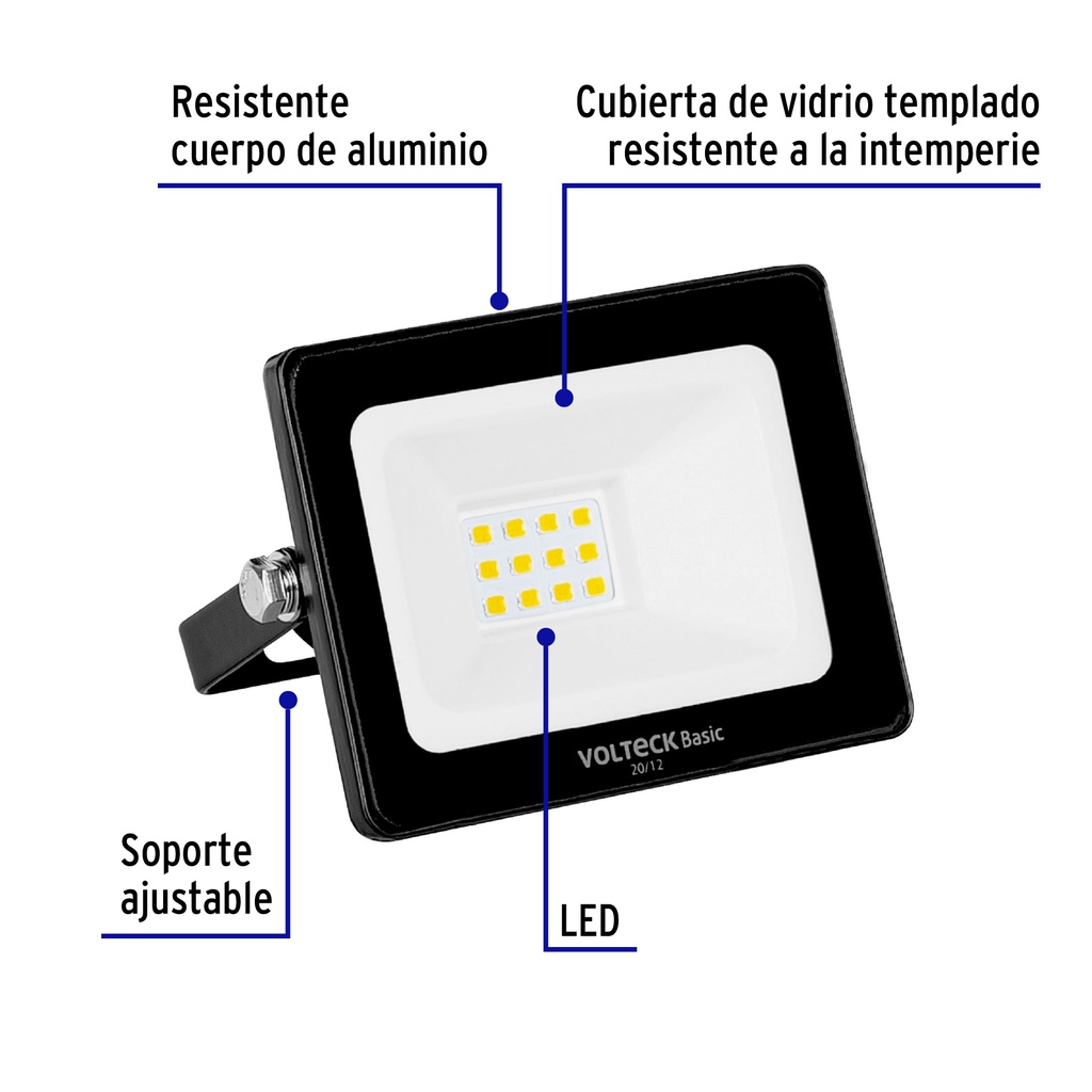 REF-400L | Reflector ultra delgado LED 10 W luz de día, Volteck Basic