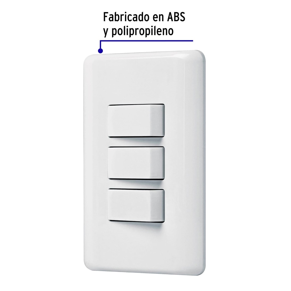 PA-APTR-B | Placa armada con 3 interruptores sencillos, Volteck Basic