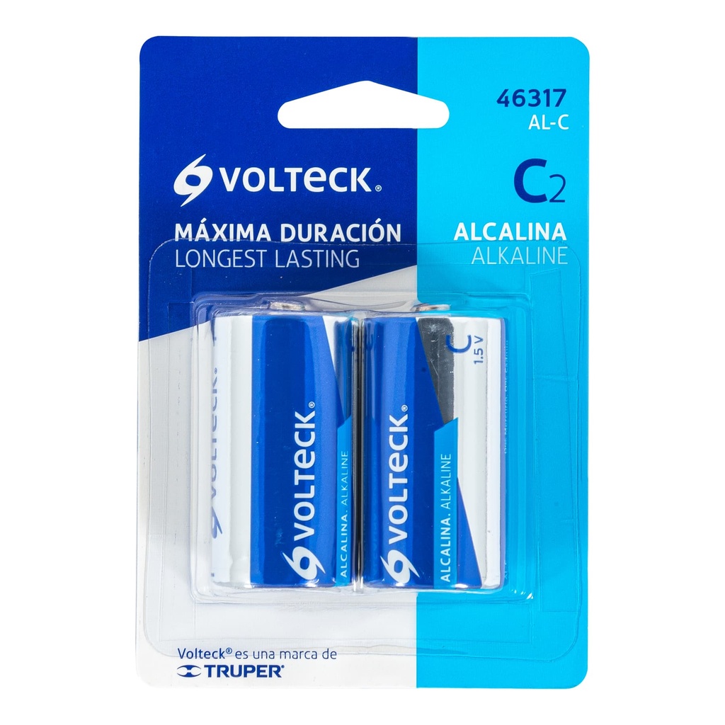 AL-C | Blíster con 2 pilas alcalinas tamaño C, Volteck