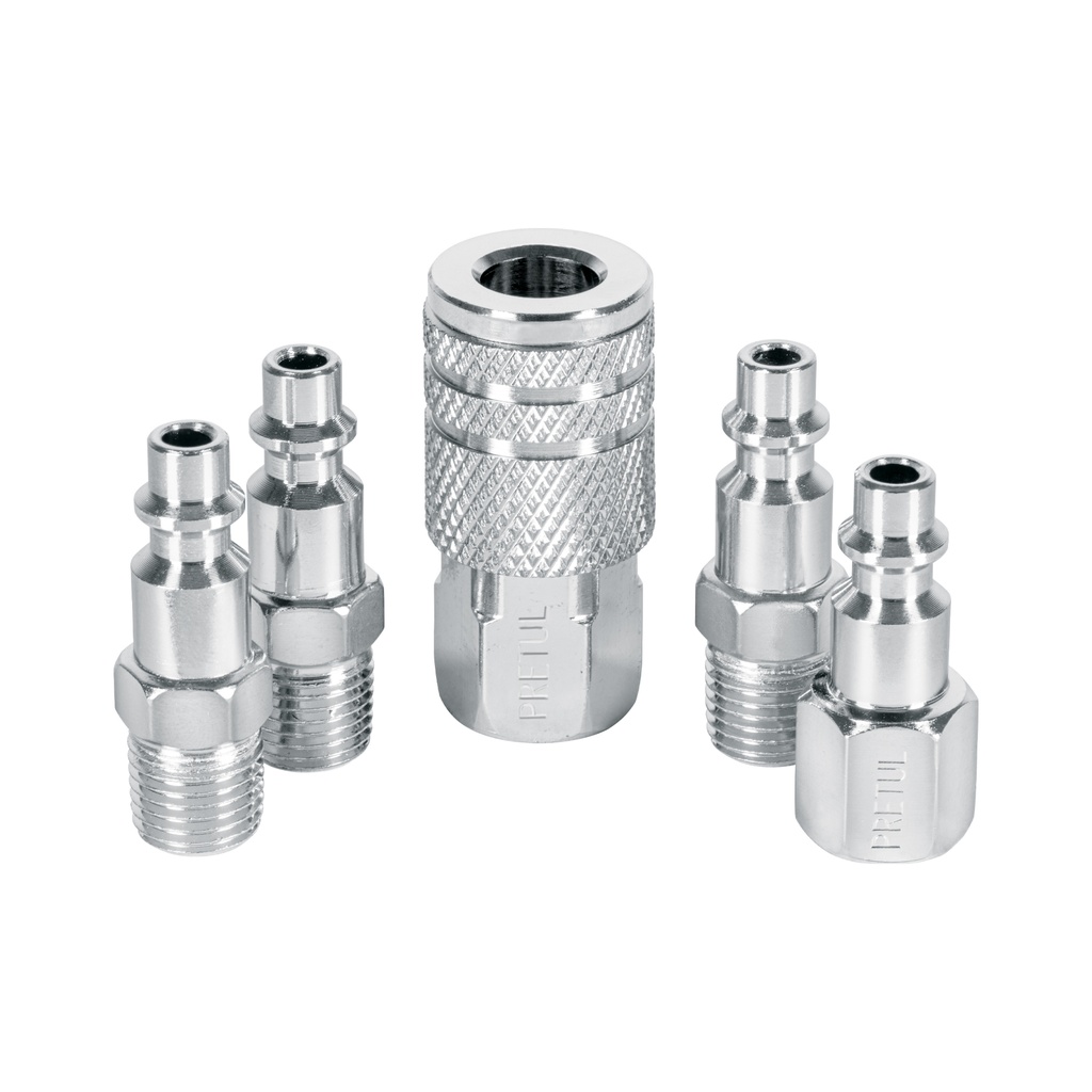 CORAL-5P | Juego de 4 conectores y 1 cople para compresor, Pretul