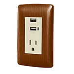 COUSB-IM   | Contacto aterrizado + 2 puertos USB, madera, línea Italiana
