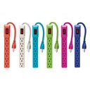 MUL-6EG | Multicontacto 16 AWG doméstico 6 entradas, colores a granel