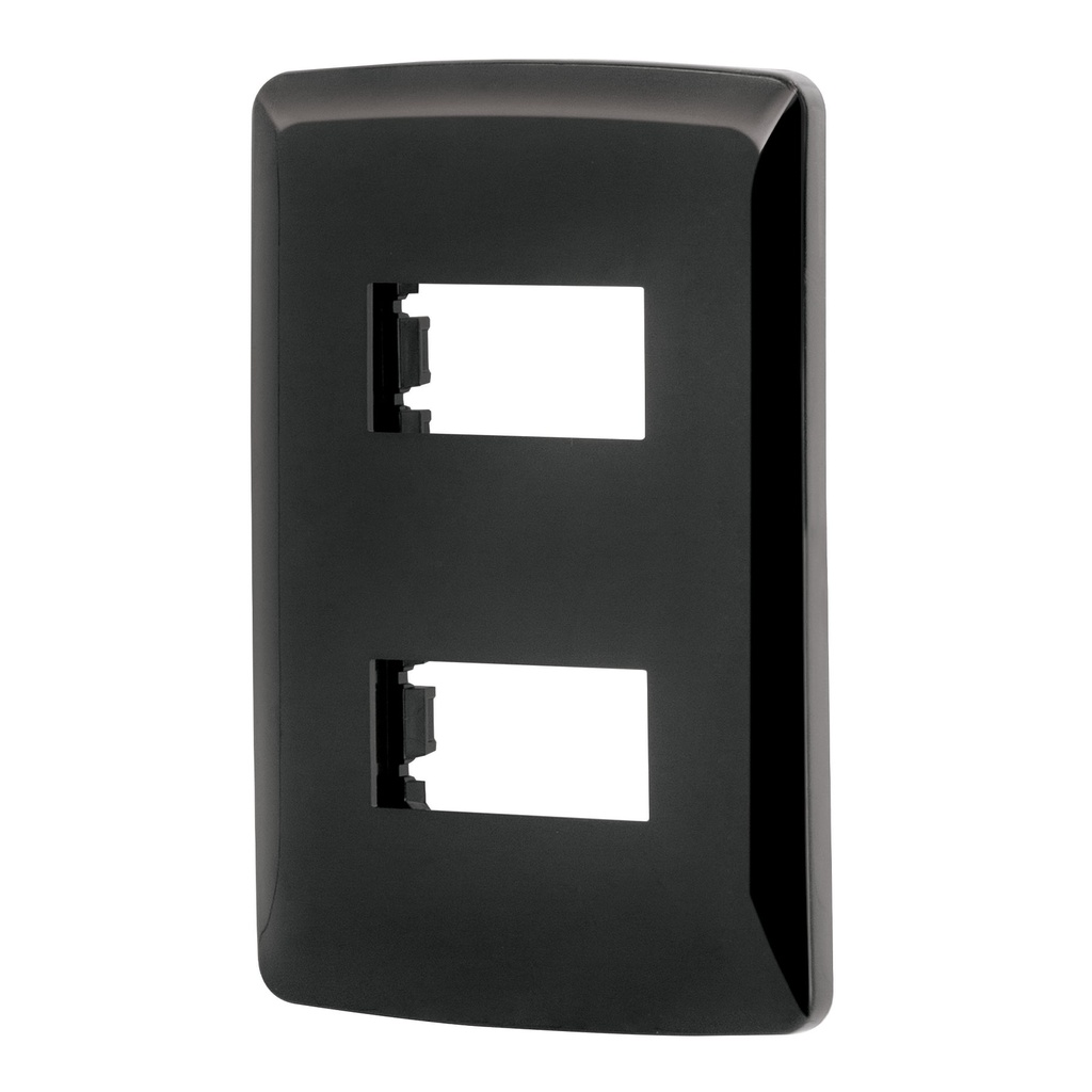PPDO-IN | Placa 2 modulos, Italiana, color negro, Volteck