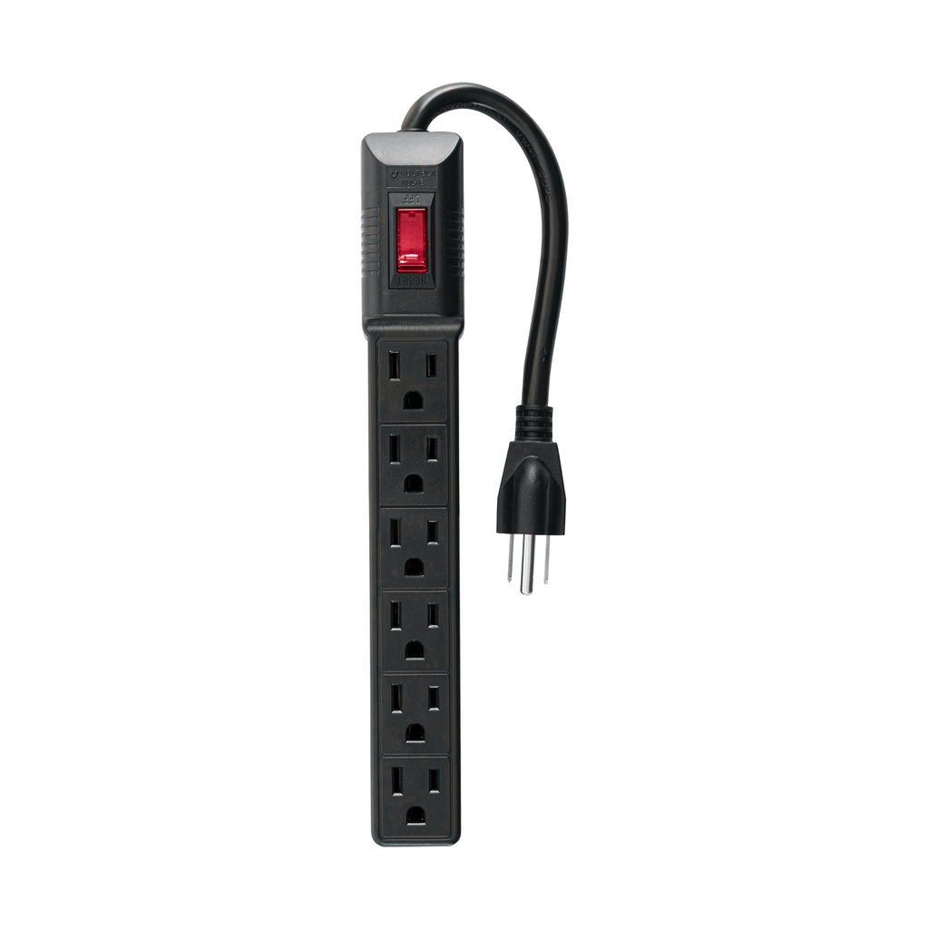 MUL-6EN | Multicontacto 16 AWG doméstico económico 6 entradas, negro