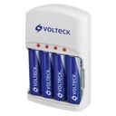 CA-RE-9 | Cargador de pilas, AA, AAA y 9V, incluye 4 pilas AA, Volteck
