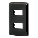 PPDO-IN | Placa 2 modulos, Italiana, color negro, Volteck