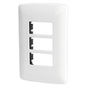 PPTR-IB | Placa 3 módulos de ABS, línea Italiana, color blanco