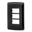 PPTR-IN | Placa 3 modulos, Italiana, color negro, Volteck