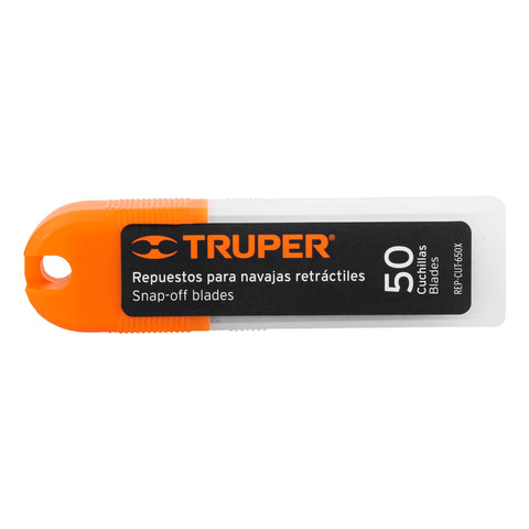 Estuche con 50 cuchillas SK4 de 18 mm para cutter, Truper | REP-CUT-650 | 100101
