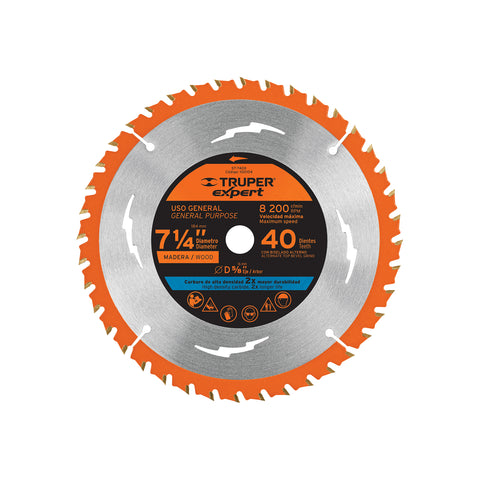 Disco sierra 7-1/4' p/madera, 40 dientes centro 5/8', Expert | ST-740X | 100104