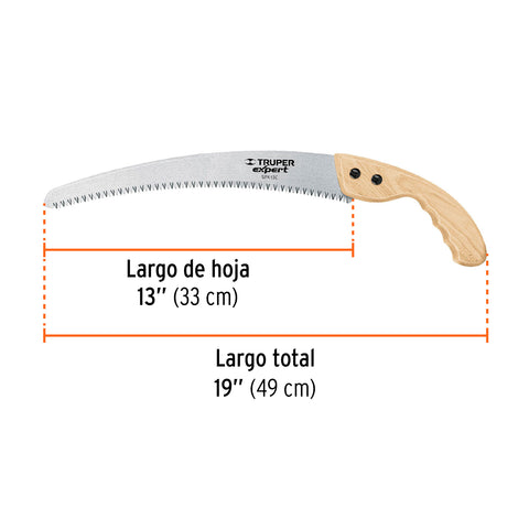 Serrucho de poda 13',hoja curva,7 DPP, mango madera, EXPERT | SPX-13C | 100121
