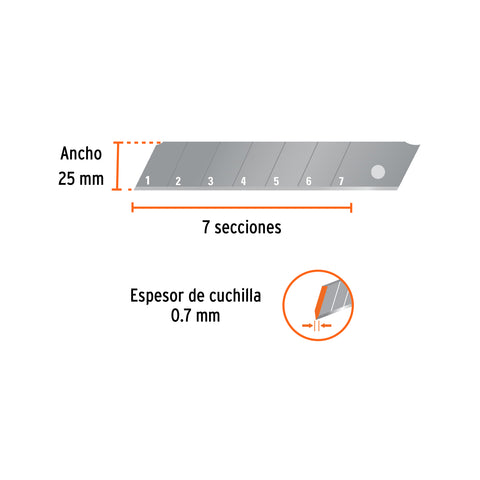 Estuche con 10 cuchillas SK2 de 25 mm para cutter, Expert | REP-CUT-7X | 100130