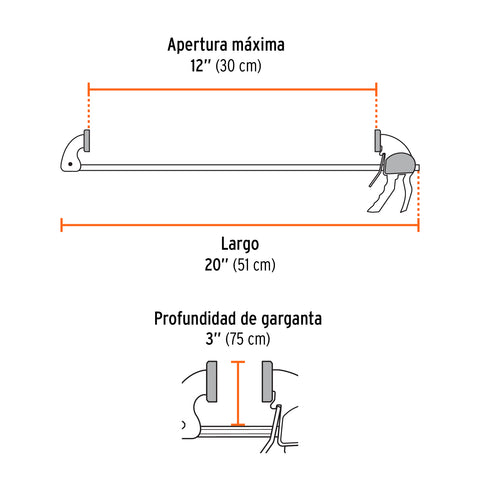 Prensa de ajuste rápido 12' uso rudo, cuerpo nylon, Expert | PAR-212 | 100143