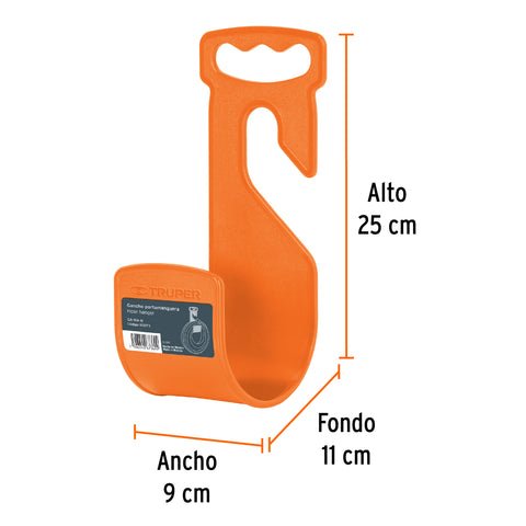Gancho plástico naranja para manguera de jardín, Truper | GA-MA-N | 100173