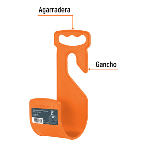 Gancho plástico naranja para manguera de jardín, Truper | GA-MA-N | 100173