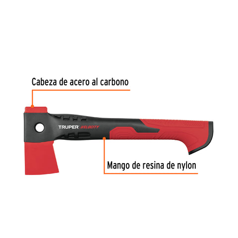 Hacha cazadora 1 lb mango de nylon de 14', Truper Velocity | HVE-1 | 100175