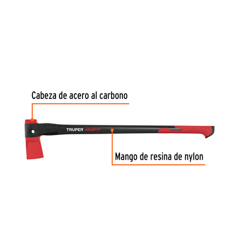 Hacha para rajar madera 4 lb mango de nylon de 36', Truper | HVE-4 | 100176