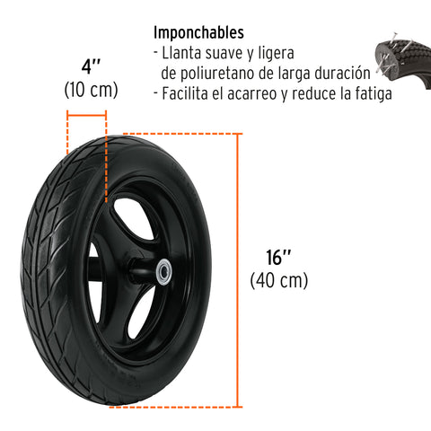 Carretilla 8 ft3 Imponchable, bastidor tubular, Truper | CAR-81FF | 100177