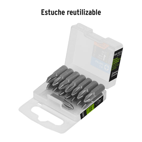 Estuche con 15 puntas de cruz PH2 largo 1', Truper Expert | PUDE-1102-15 | 100193