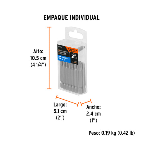 Estuche con 15 puntas de cruz PH3 largo 2', Truper Expert | PUDE-1203-15 | 100196