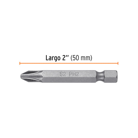 Estuche con 50 puntas de cruz PH2 largo 2', Truper Expert | PUDE-1202-50 | 100251