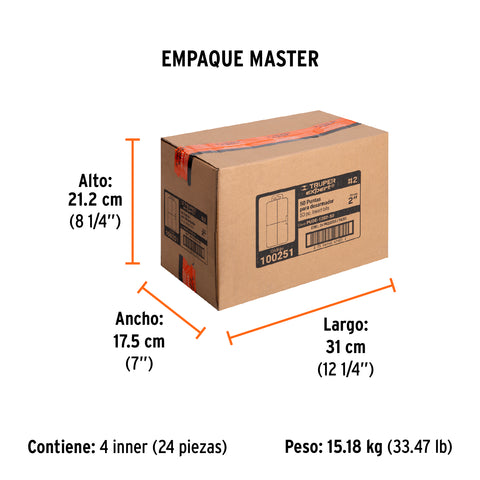 Estuche con 50 puntas de cruz PH2 largo 2', Truper Expert | PUDE-1202-50 | 100251