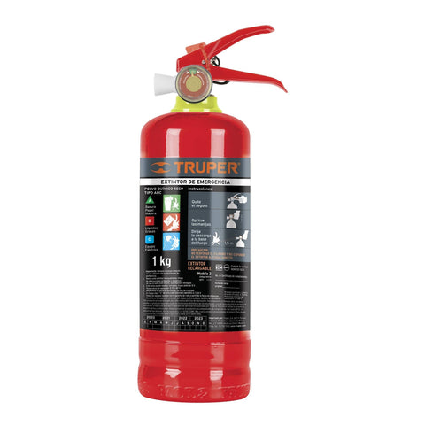 Extintor portátil recargable 1 kg, polvo tipo ABC, Truper | Ext-1000 | 100276