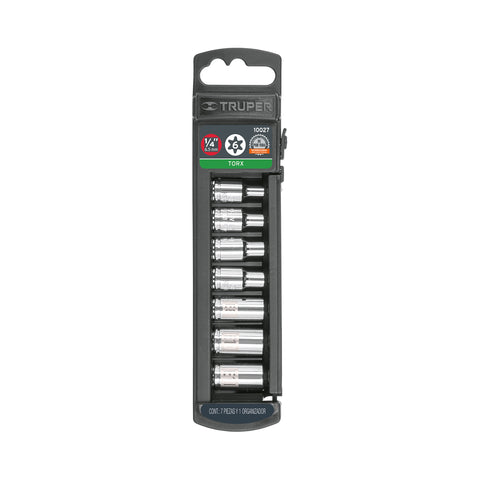 Juego de 7 dados torx cuadro 1/4', Truper | JDTH-1/4X7 | 10027