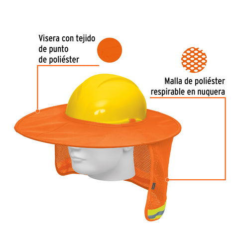 Protector solar plegable para casco, naranja con reflejante | PROCA-N | 100353