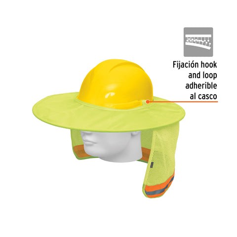 Protector solar plegable para casco, verde con reflejante | PROCA-V | 100354