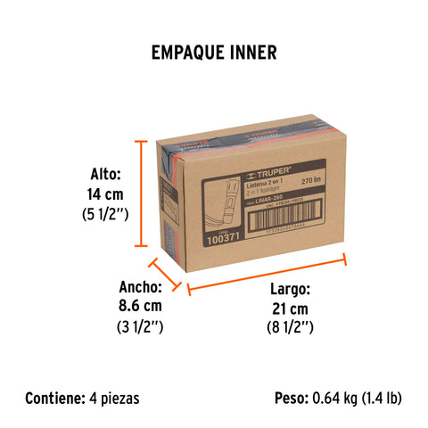 Linterna de 1 LED 270 lm con luz de emergencia, recargable | LINAR-260 | 100371