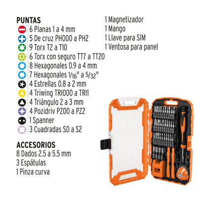 Juego de 77 piezas para reparación de electrónica, Truper | JGO-TEL-77 | 100373