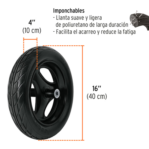 Carretilla 5.5ft3 Imponchable bastidor tubular,Truper Expert | CAT 50X | 100416