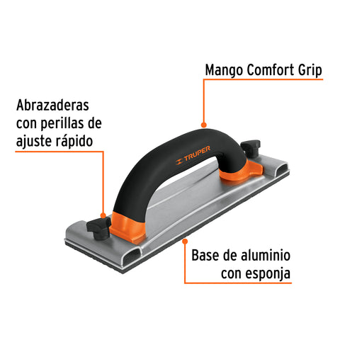 Lijadora manual base de aluminio 8 x 24 cm, Truper | POLI-9 | 100436