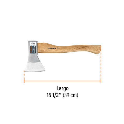 Hacha europea, 800 g, mango hickory 15', Truper | HE-800 | 100494